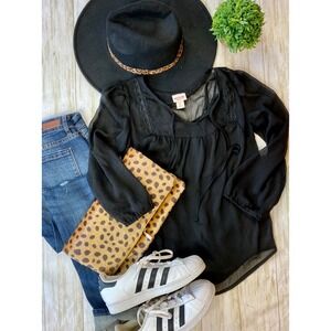 Mossimo Supply Co Black Sheer Blouse
